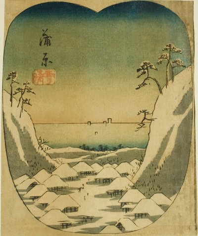 Kanbara, sayfa no. "Elli Üç İstasyonun Kesikleri (Gojusan tsugi harimaze)" serisinden 4 by Utagawa Hiroshige