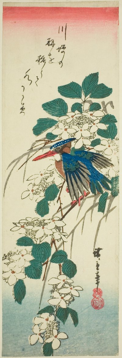 Kingfisher ve kartopu by Utagawa Hiroshige