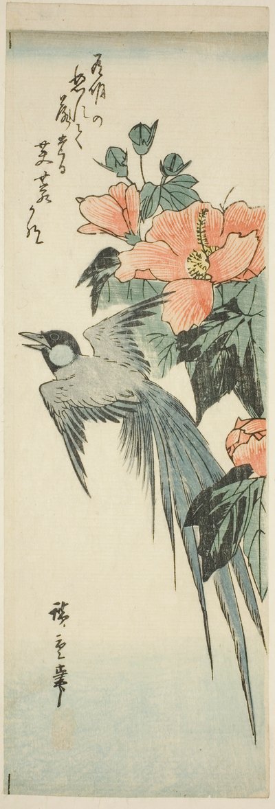 Uzun kuyruklu kuş ve ebegümeci by Utagawa Hiroshige