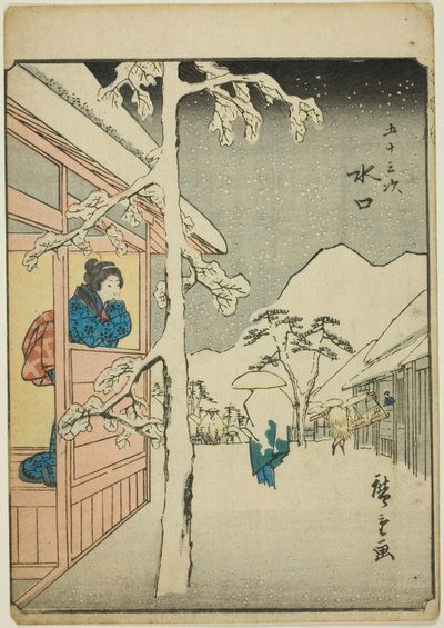 Minakuchi, serinin "elliinci lee S sesleri" kentsel derecenin "(Bay Omotoyama)," kaba bir k w s te figre kentsel derecesi (kişi şehir) Her zaman) by Utagawa Hiroshige
