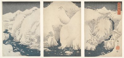 Kar altında Kiso Otoyolu boyunca Dağlar ve Nehirler by Utagawa Hiroshige