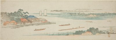Edo banliyölerinin isimsiz bir dizi ünlü manzarasından Naka Nehri'nin ağzı (Nakagawa guchi no zu) by Utagawa Hiroshige