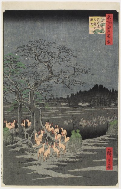Isırgan Ağacında Yılbaşı Gecesi Foxfires, O_ji, Eylül 1857 by Utagawa Hiroshige