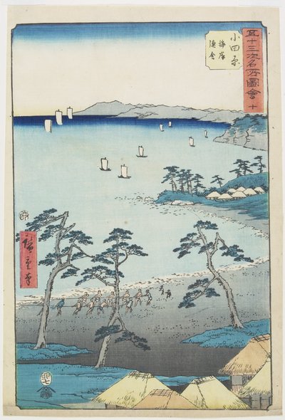 Sahildeki No.10 Balıkçı Evi, Odawara, Temmuz 1855 by Utagawa Hiroshige