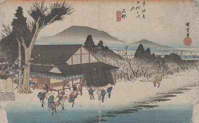 52 'Ishibe: Tokaido'nun 53 İstasyonundan Megawa Köyü', c.1833 by Utagawa Hiroshige