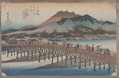55 'Kyoto: Büyük Sanjo Köprüsü' Tokaido'nun 53 İstasyonundan, 1833 dolayları by Utagawa Hiroshige