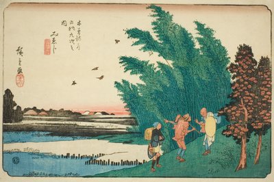 nın-nin. 56: Mieji, "xty-dokuz S Tachion s of te kissokaido (Kisokaidorokujukyu yandaki ev)" serisinden by Utagawa Hiroshige