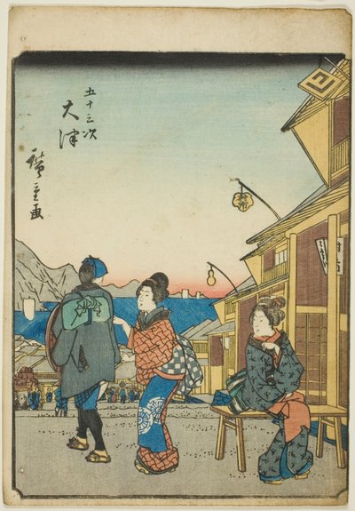 Otsu, f tem te serisi kentsel derecenin "ellinci lee S sesleri" (Bay Otsuka)," kaba bir kw s te figre kentsel derecesi (kişi şehir) Her zaman) by Utagawa Hiroshige