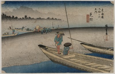 Tokaido'nun Elli Üç İstasyonu serisinden Mitsuke (İstasyon 29) yakınlarındaki Tenryu Nehri'nin resmi by Utagawa Hiroshige