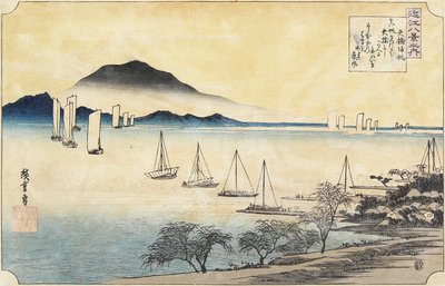 ಯಬೇಸ್‌ನಲ್ಲಿ ರಿಟರ್ನಿಂಗ್ ಸೈಲ್ಸ್, ಸಿ. 1834 ಟರ್ಕಿ by Utagawa Hiroshige