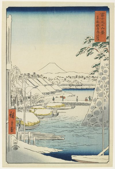 Doğu Başkentinde Sukiya Nehri kıyısı, Nisan 1858 by Utagawa Hiroshige