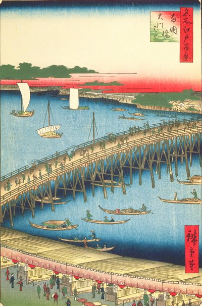 Ryogoku Köprüsü ve Büyük Nehir Kıyısı, Edo