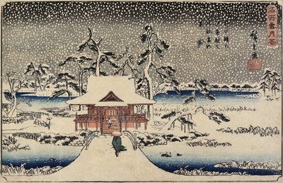Inokashira Göletindeki Benzaiten Tapınağında Kar, 1843-1847 by Utagawa Hiroshige