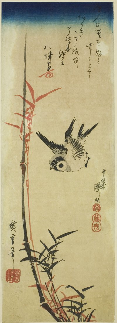 Serçe ve bambu by Utagawa Hiroshige