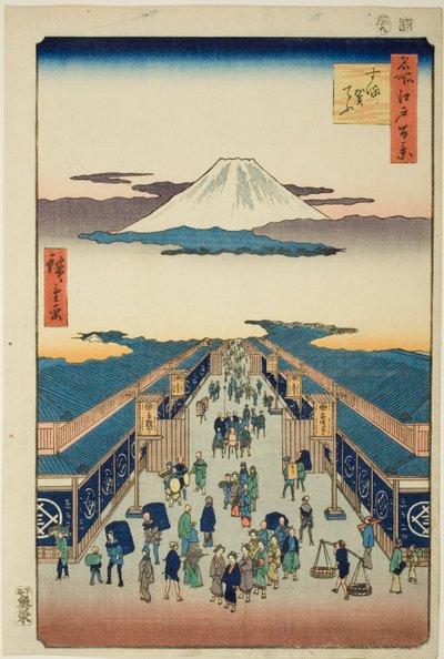 Surugacho, "Edo'nun Yüz Ünlü Manzarası (Meisho Edo hyakkei)" dizisinden by Utagawa Hiroshige