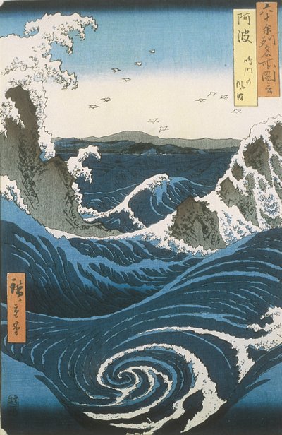 Awa Eyaletindeki Naruto girdapları. 60 küsur Eyaletin Ünlü Manzaraları dizisinden, yaklaşık 18 by Utagawa Hiroshige