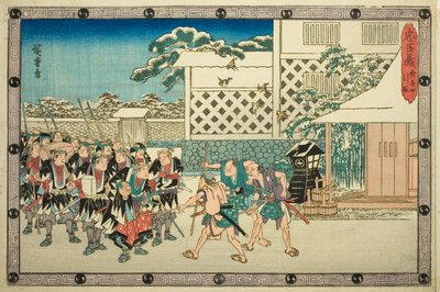 Gece Saldırısı, Bölüm 4: Geri Çekilme (Youchi yon, hikitori), "Sadık Hizmetlilerin İntikamı (Chushingura)" serisinden by Utagawa Hiroshige