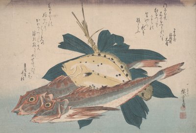 İki gunnards ve bir pisi balığı by Utagawa Hiroshige