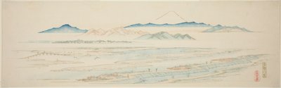 Edo banliyölerinin isimsiz bir dizi ünlü manzarasından Tamagawa Köyü (Tamagawa no sato), by Utagawa Hiroshige