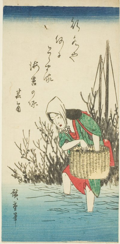 Deniz yosunu toplayan kadın by Utagawa Hiroshige