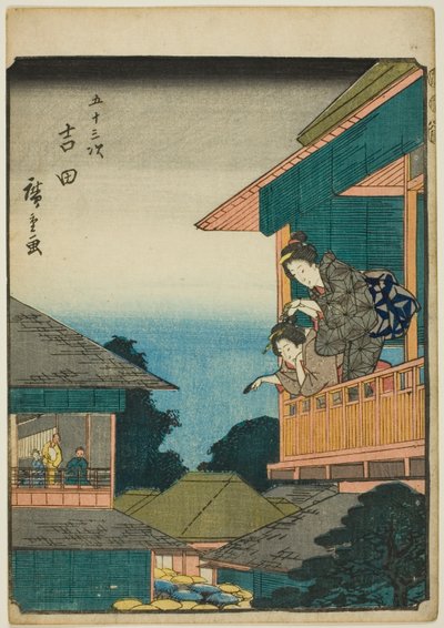 Yoshida, serinin "elliinci lee S sesleri" kentsel derece "(Bay Omotoyama)," kaba bir k w s te kentsel derecesi (kişi kentsel derecesi) ) by Utagawa Hiroshige