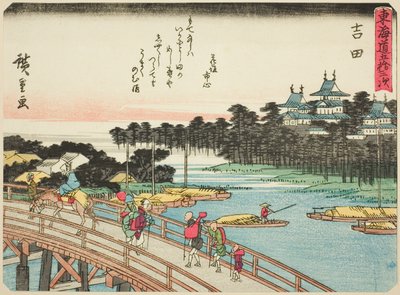 Yoshida, "Tokaido'nun Elli Üç İstasyonu (Tokaido gojusan tsugi)" serisinden, aynı zamanda Şiirli Tokaido (Kyoka iri Tokaido) olarak da bilinir. by Utagawa Hiroshige