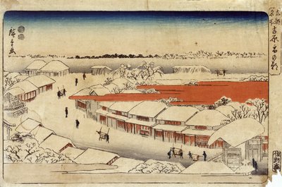 Yoshiwara Yuki no Asa, 1850 (renkli gravür) (renkli gravür) by Utagawa Hiroshige