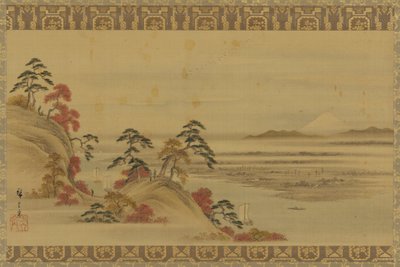 Nehir manzarası: kırmızı yapraklar ve Fuji Dağı, Edo dönemi, 19. yüzyılın ortaları. by Utagawa Hiroshige II