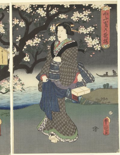 Nehir boyunca akşam yürüyüşü by Utagawa Kunisada (I)