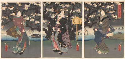 Nehir boyunca akşam yürüyüşü by Utagawa Kunisada (I)