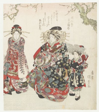 İki hizmetçi ile fahişe by Utagawa Kunisada (I)