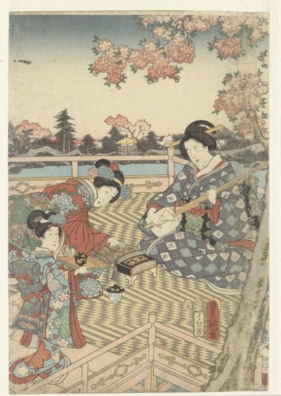 Doğu Genji için Bir Bahar Ziyafeti Azuma Genji hana hayır yuen by Utagawa Kunisada (I)