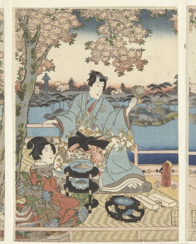 Doğu Genji için Bir Bahar Ziyafeti Azuma Genji hana hayır yuen by Utagawa Kunisada (I)