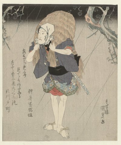Hasır yağmurluklu adam by Utagawa Kunisada (I)