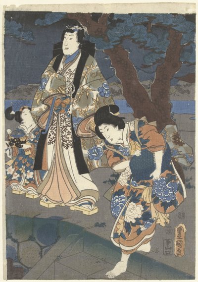 Akashi sahilinde deniz kabukları toplamak Akashi no ura shiogari no zu by Utagawa Kunisada (I)