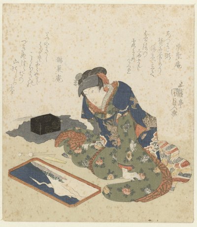 Kadın kum boyama yapar by Utagawa Kunisada (I)