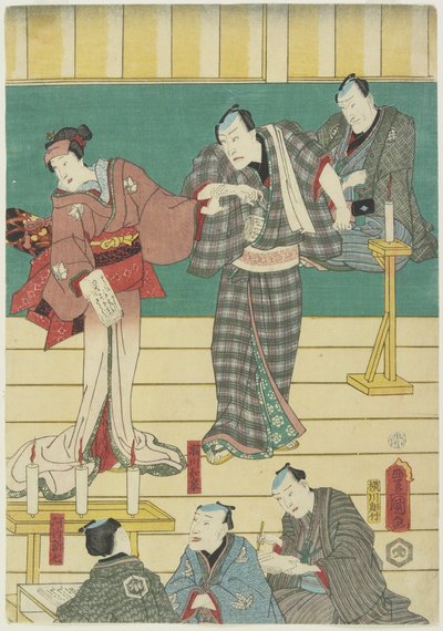 (Bir Kabuki Oyununun Provası), Eylül 1860 by Utagawa Kunisada