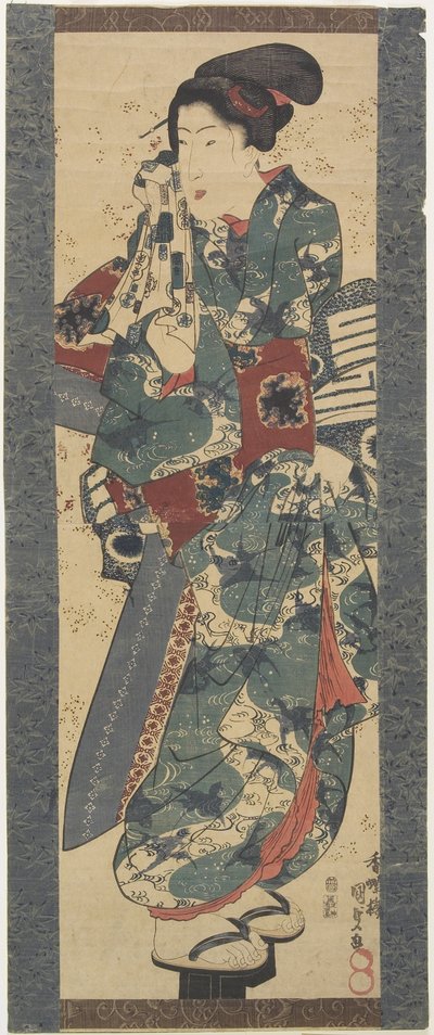 (Havlu Tutan Kadın), 1843-1847 by Utagawa Kunisada