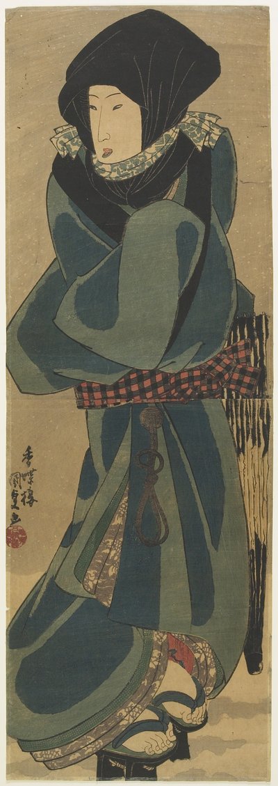 (Pelerinli ve Kapüşonlu Kadın), c. 1830-1844 by Utagawa Kunisada