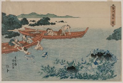 İsimsiz Bir Peyzaj Serisinden Ise Sahili Açıklarında Abalone Dalgıçları by Utagawa Kunisada