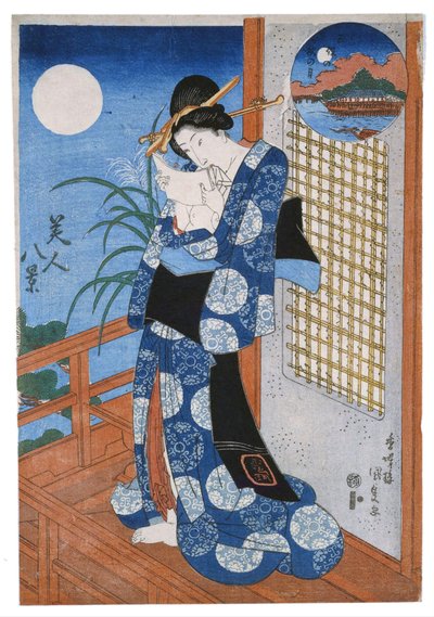 Miho üzerinde sonbahar ay by Utagawa Kunisada