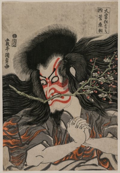 Ünlü Kabuki Plays dizisinden Tenpai Dağı Sahnesinde Kan Shojo rolünde Ichikawa Danjuro VII by Utagawa Kunisada