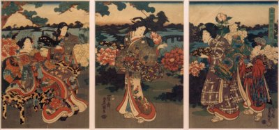 Kelebekler ve Şakayıklar by Utagawa Kunisada