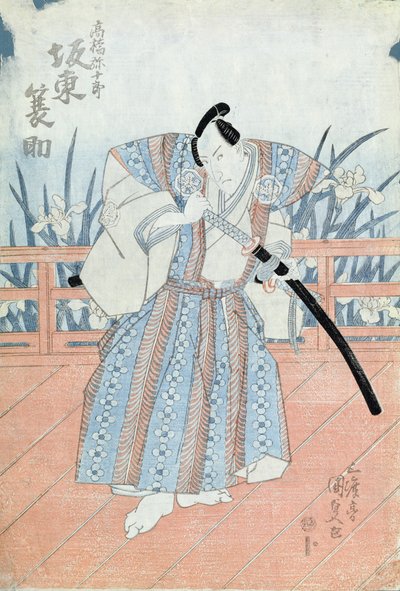 Aktör Bando Tokuke Takahastu Yajuro, bir Samuray olarak (tahta baskı) by Utagawa Kunisada