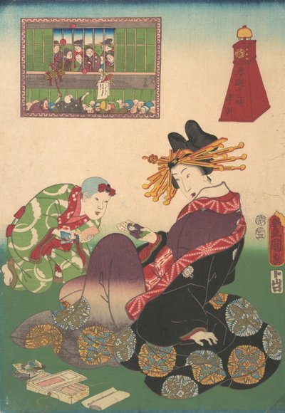 On İki Saatlik Bahar Zevkleri: Keçi Saati, 19. yüzyıl., 19. yüzyıl. by Utagawa Kunisada