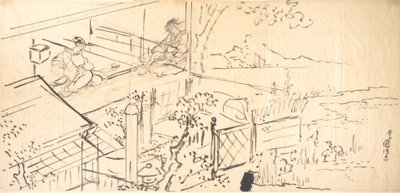 Bir Çayevinden Manzaranın Keyfini Çıkaran İki Nezaket by Utagawa Kunisada