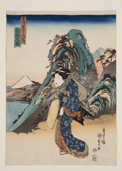 Hakone görünümü (Hakone no zu) (renkli tahta baskı) by Utagawa Kunisada