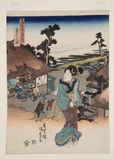 Kuwana görünümü (Kuwana no zu) (renkli tahta baskı) by Utagawa Kunisada