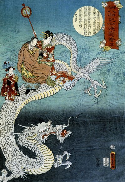 Geleneksel kostümlü ejderha ve Japon - Kounisoda tarafından Japon baskısı by Utagawa Kunisada III