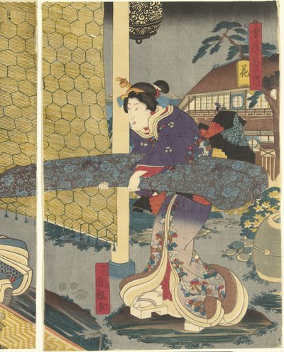 Çiçekler Hana (nesne üzerindeki başlık) Kar, Ay ve Çiçekler (dizi adı) Setsugekka no uchi (nesne üzerinde seri başlığı) by Utagawa Kuniteru